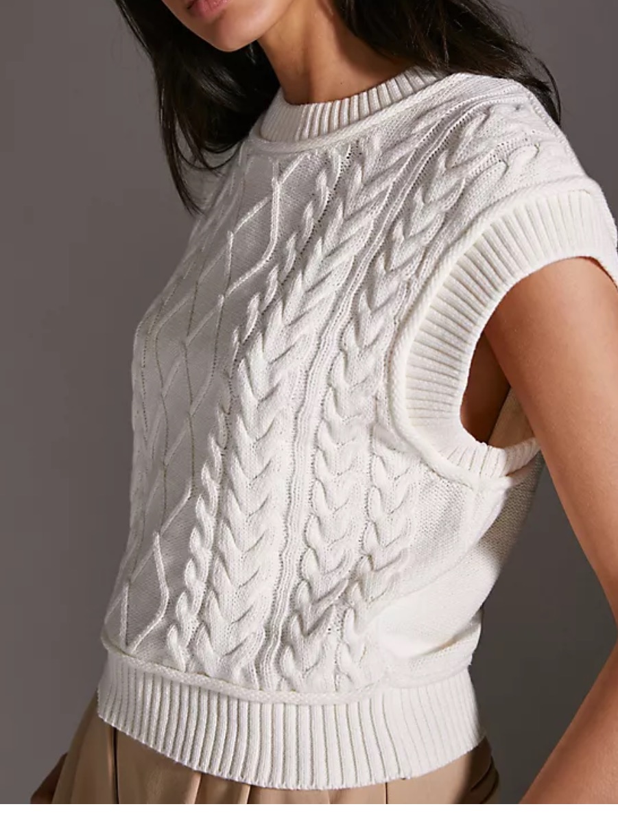 Anthropologie Maeve Cable Knit Sweater Vest Ladies Size Xl Nwt